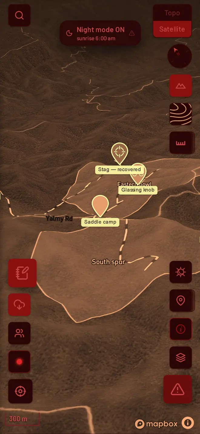 The same map in red Night Mode